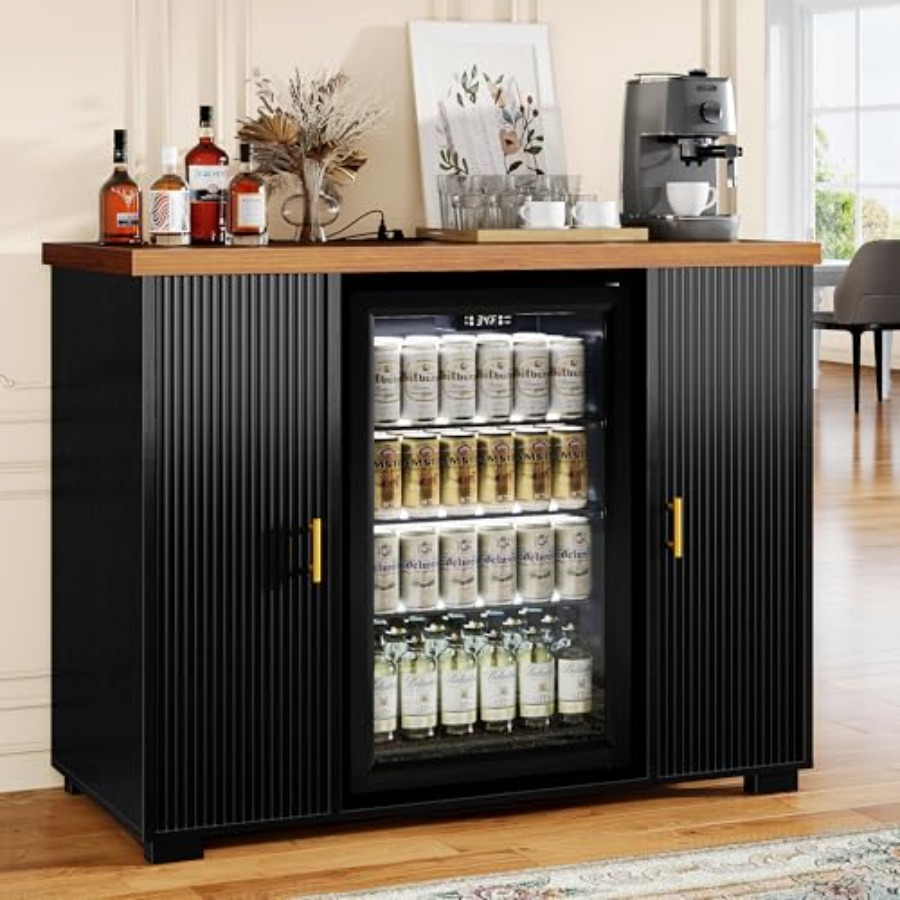 Home Bar And Fridge - 47 Fluted Coffee Bar Cabinet with