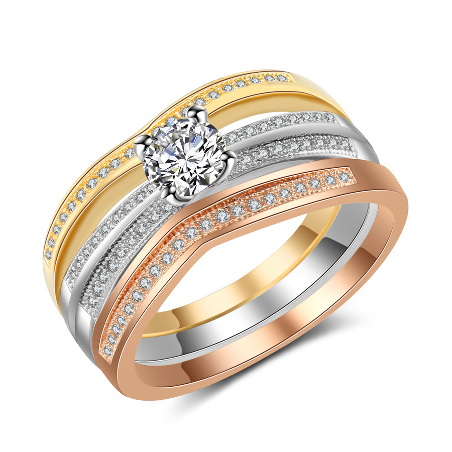 18K Multi Gold Ring 3pc Set fo - Bar Cart Gold 评论和价格