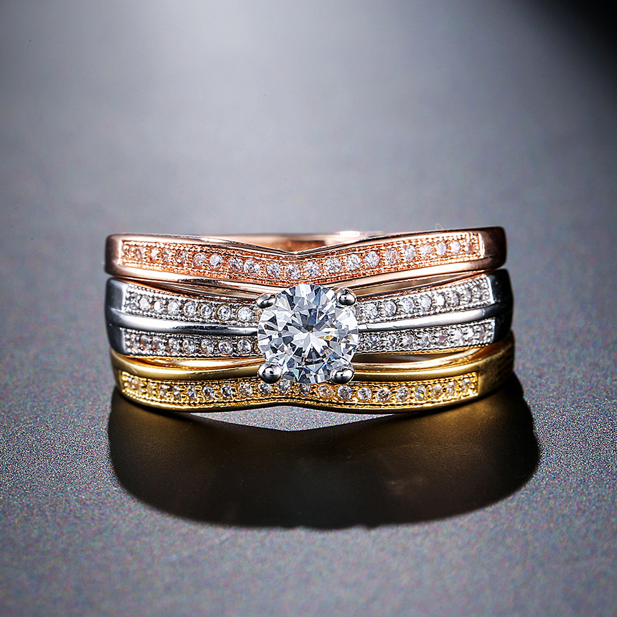 18K Multi Gold Ring 3pc Set fo - Bar Cart Gold 评论和价格