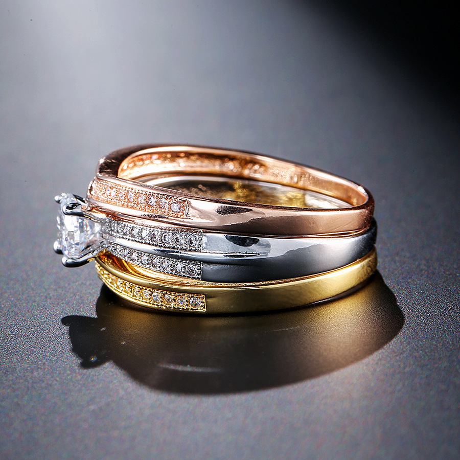 18K Multi Gold Ring 3pc Set fo - Bar Cart Gold 评论和价格