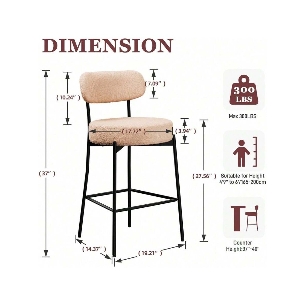 Beige Bar Stools Set of 2, 27. - Home Bar And Counter 评论和价格