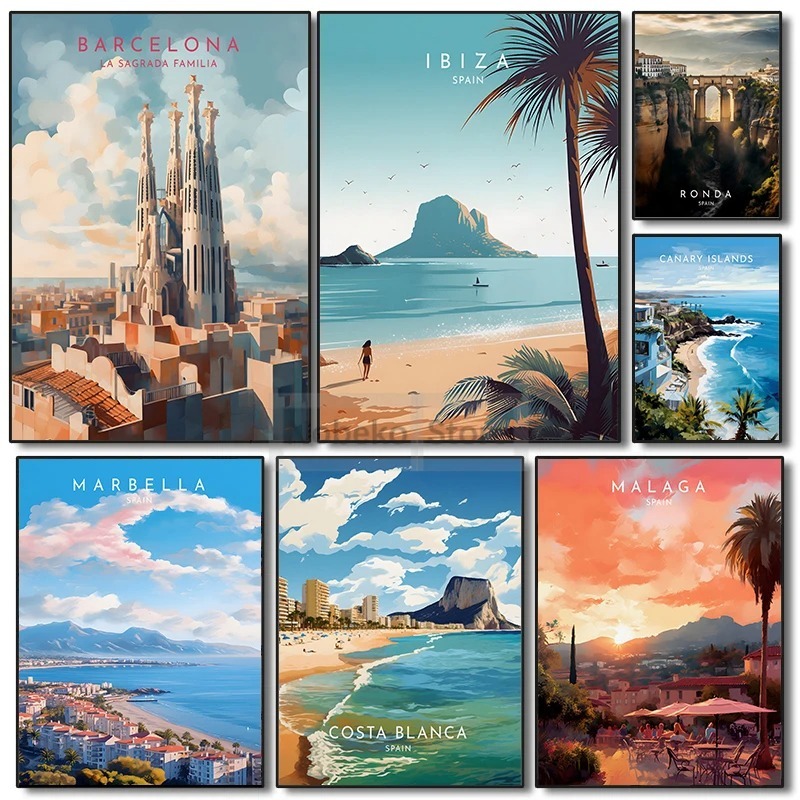 Spain Travel Poster Barcelona  - Home Barcelona 评论和价格