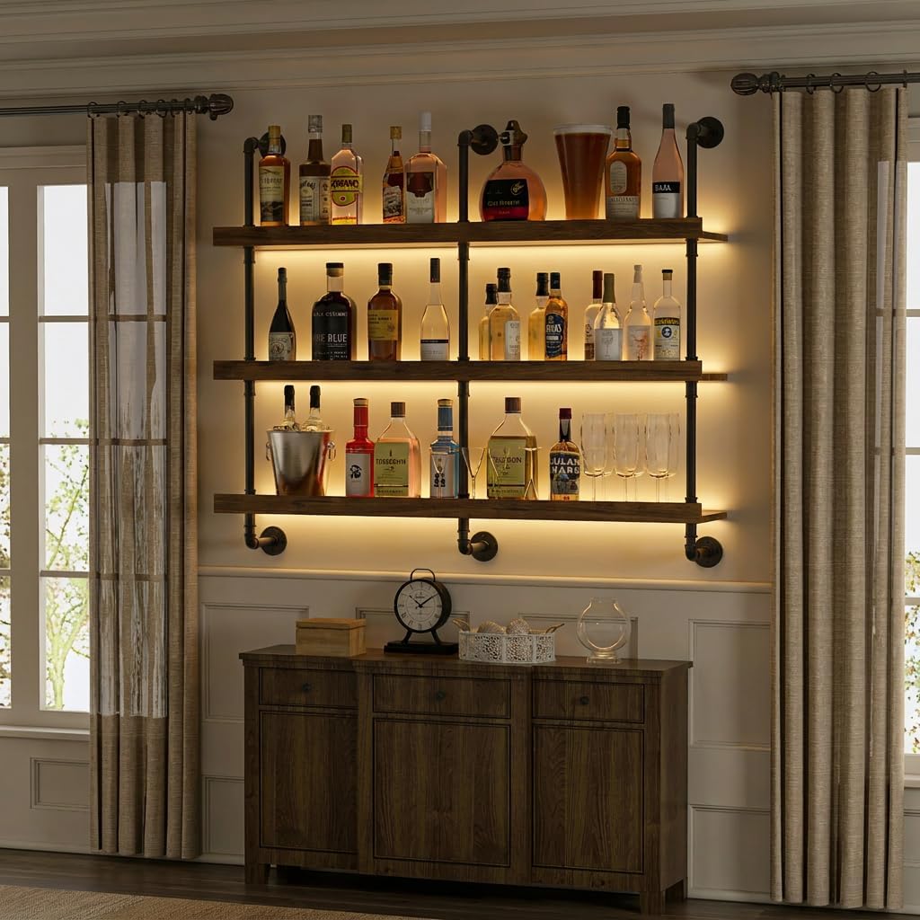 Wall Mounted Wine Rack With LE - Home Bargains 评论和价格