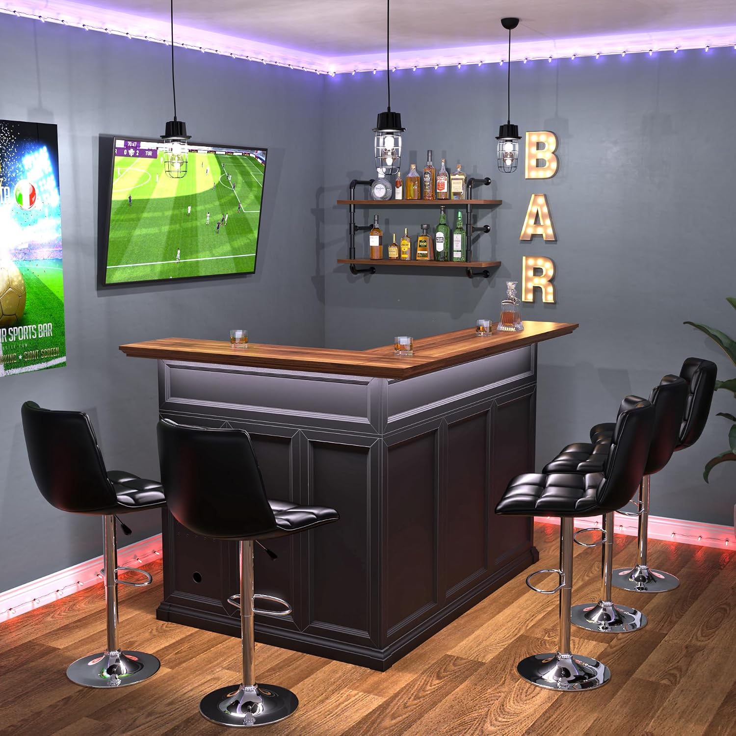 L-Shaped Home Bar Cabinet with - Home Bar And Cabinet 评论和价格